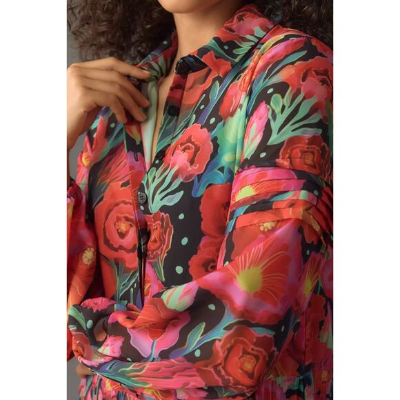 NWT Farm Rio x Anthropologie Pleated Drop-Waist Maxi Dress - Picture 4 of 12